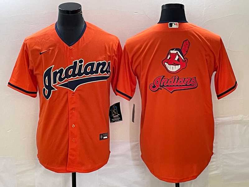Men%27s Cleveland Guardians Orange Team Big Logo Cool Base Stitched Jersey->cleveland indians->MLB Jersey